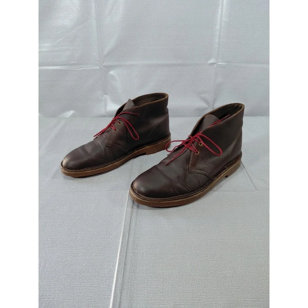 Clarks Bushacre Chukka Boot 15260 Men's 8M Brown Leather Lace Up Rubber Sole